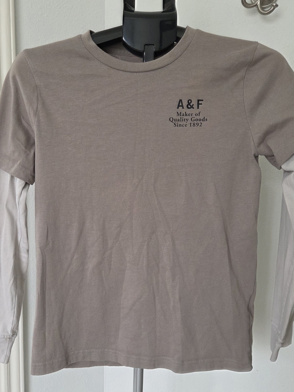 abercrombie kids taupe long sleeve layered-look tee